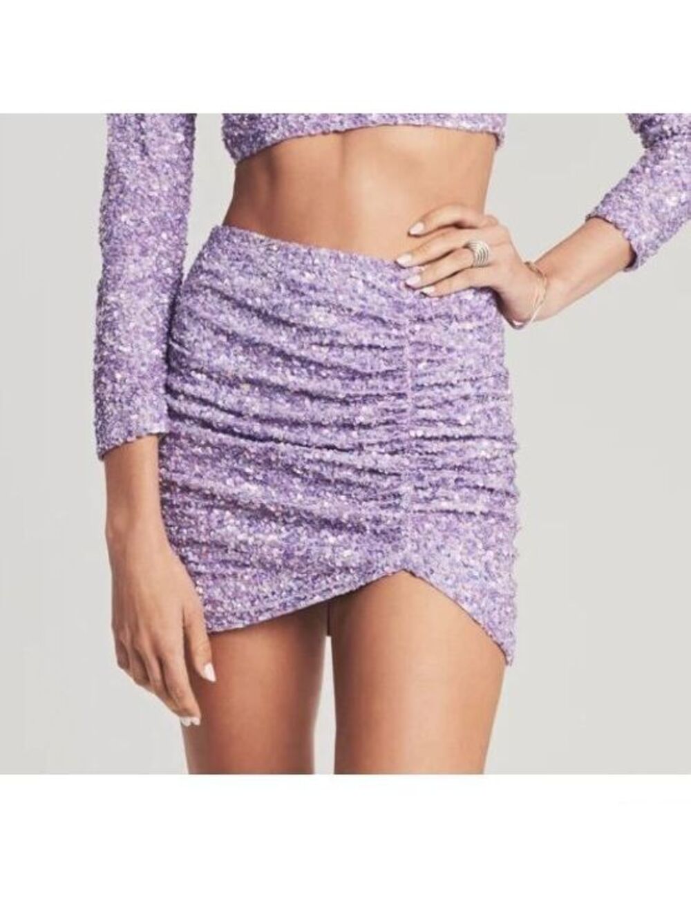 Retrofête Purple Sequin Ruched Mini Skirt Size S